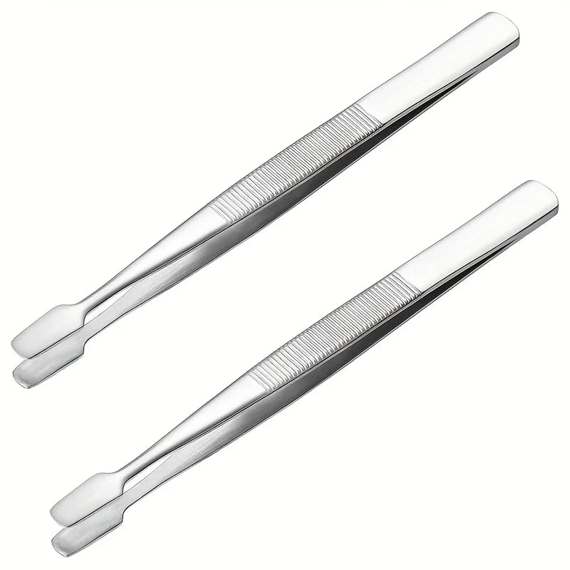 Stainless Steel Stamp Tweezers Flat Wide Tip – 1 or 2 Pcs Stamp Collecting Tweezers PLUSH 2 Pcs