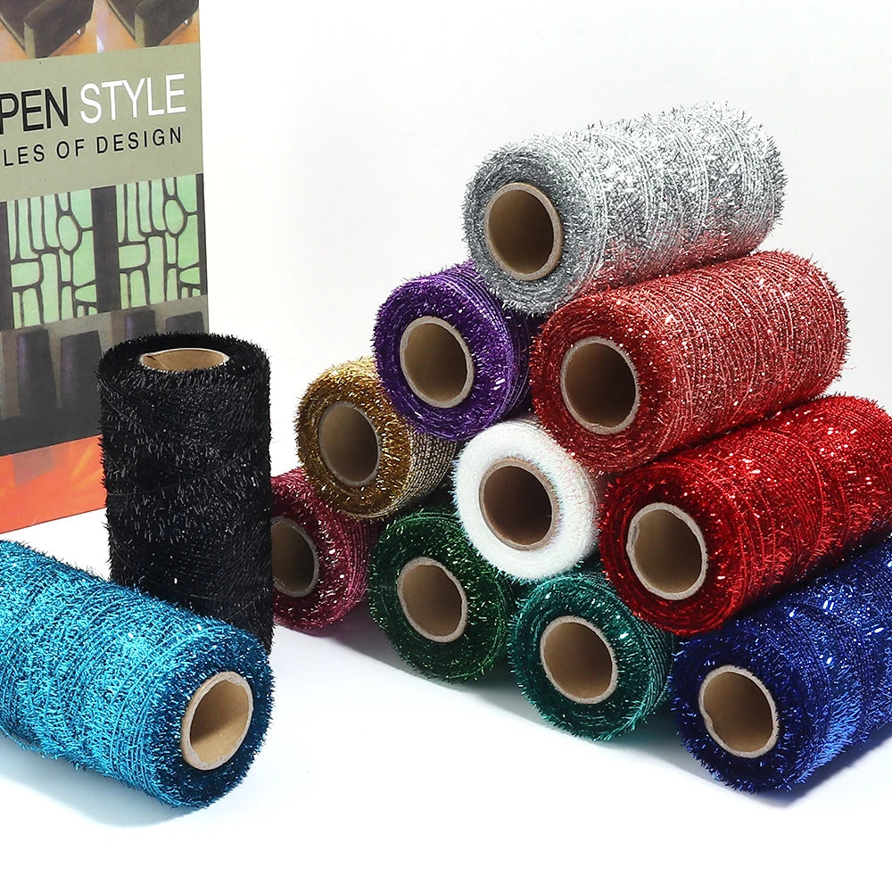 200 Yards Metallic Glitter Tinsel Yarn – DIY Gift & Craft Cord Craft Yarn Thread PLUSH