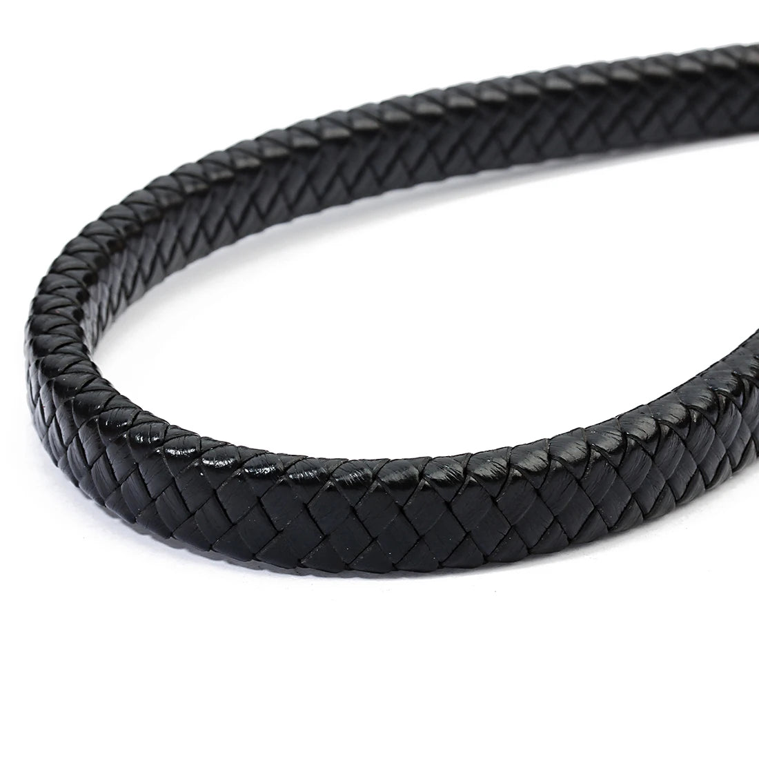 Braided Flat Leather Cord 10/12mm | DIY Jewelry Making – 1m Roll Leather Jewelry Cord PLUSH Black 10mm