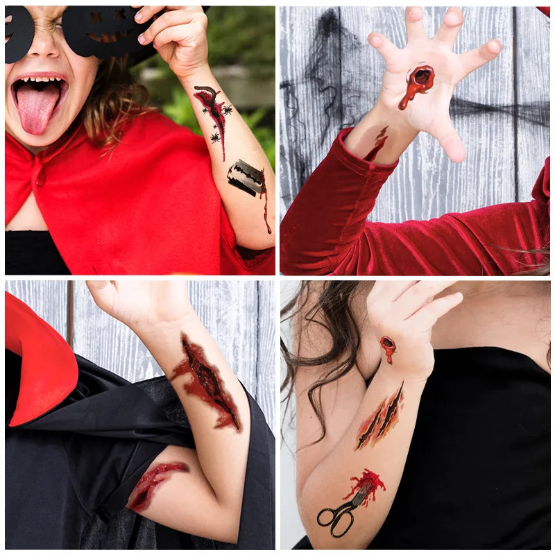 Halloween Temporary Tattoo Sticker – Realistic Stitched Wound FX Temporary Tattoo Sticker PLUSH