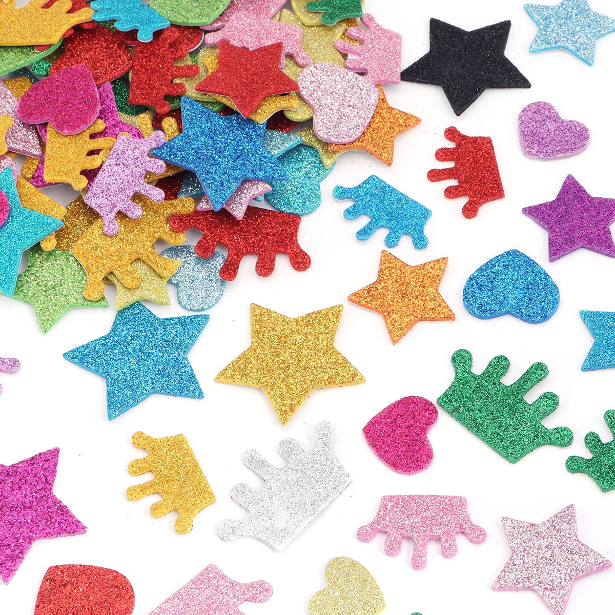 33pcs Glitter Foam EVA Stickers Heart Star Scrapbook Craft Foam Craft Stickers PLUSH