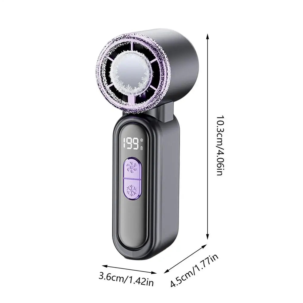 Mini Rechargeable Handheld Fan – LED Display & Lanyard Handheld Cooling Fan PLUSH Grey