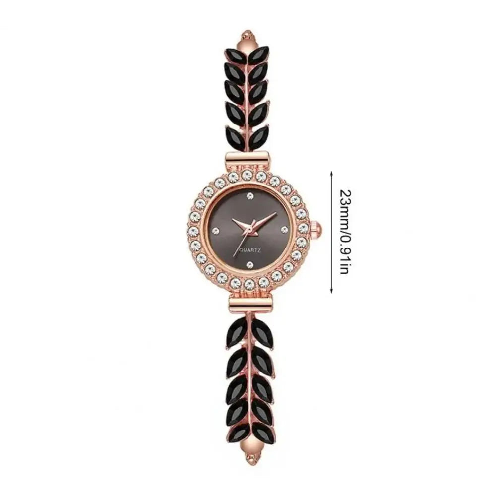 Women's Slim Rhinestone Leaf Quartz Watch – Adjustable Strap Women's Fashion Watch PLUSH