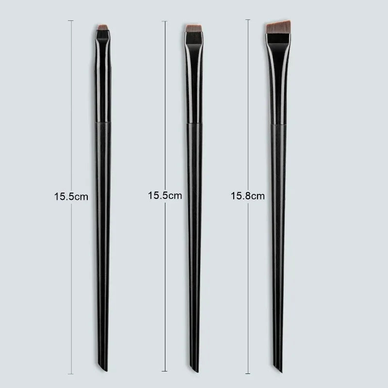 3-Piece Blade Eyeliner & Eyebrow Brush Set – Flat Fine Tip Makeup Brush Set PLUSH