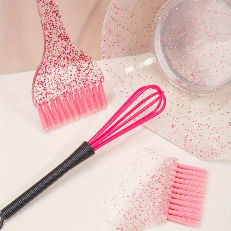 4-Piece Hair Dye Brush & Comb Highlighting Set | Salon Kit Hair Dye Brush Set PLUSH