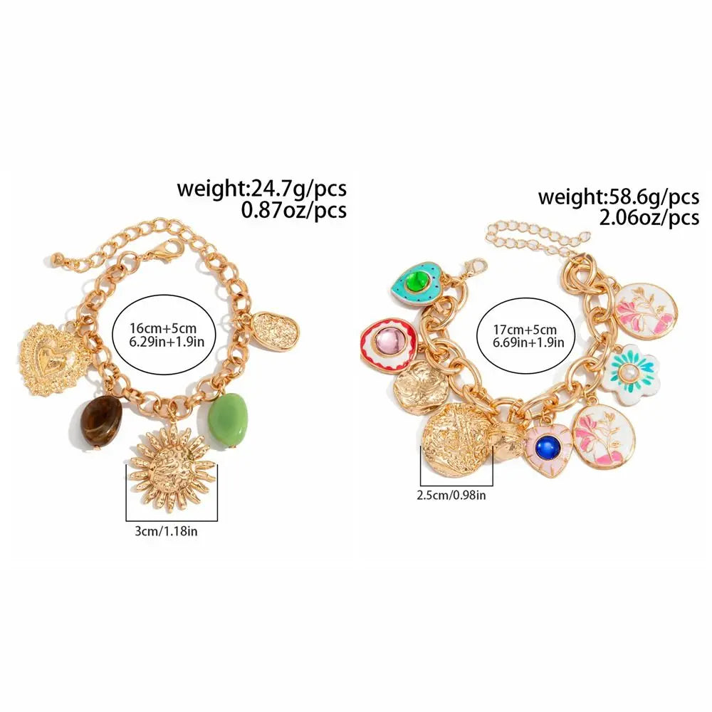 Enamel Charm Bracelet – Floral Bohemian Glaze Chain & Link Enamel Charm Bracelet PLUSH