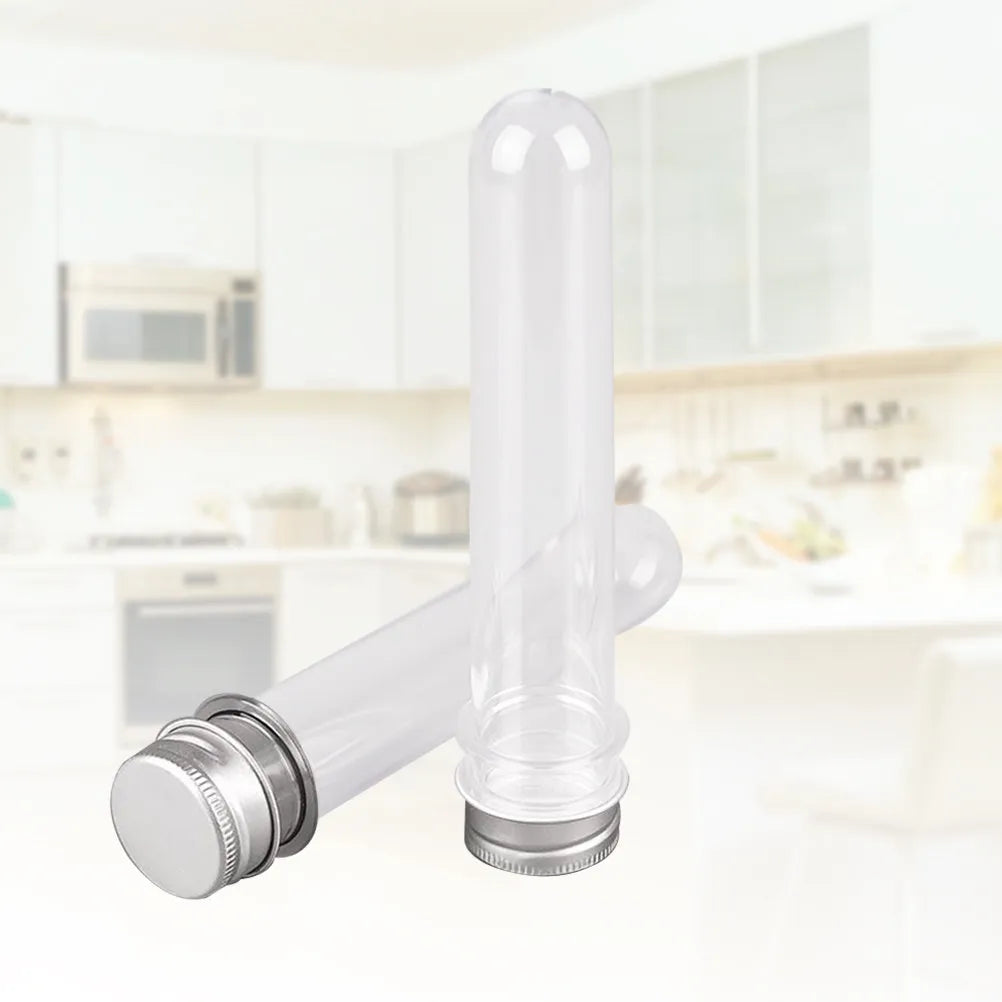 10pcs Clear Plastic Test Tubes with Lids – Mini Sample Containers Sample Storage Tubes PLUSH