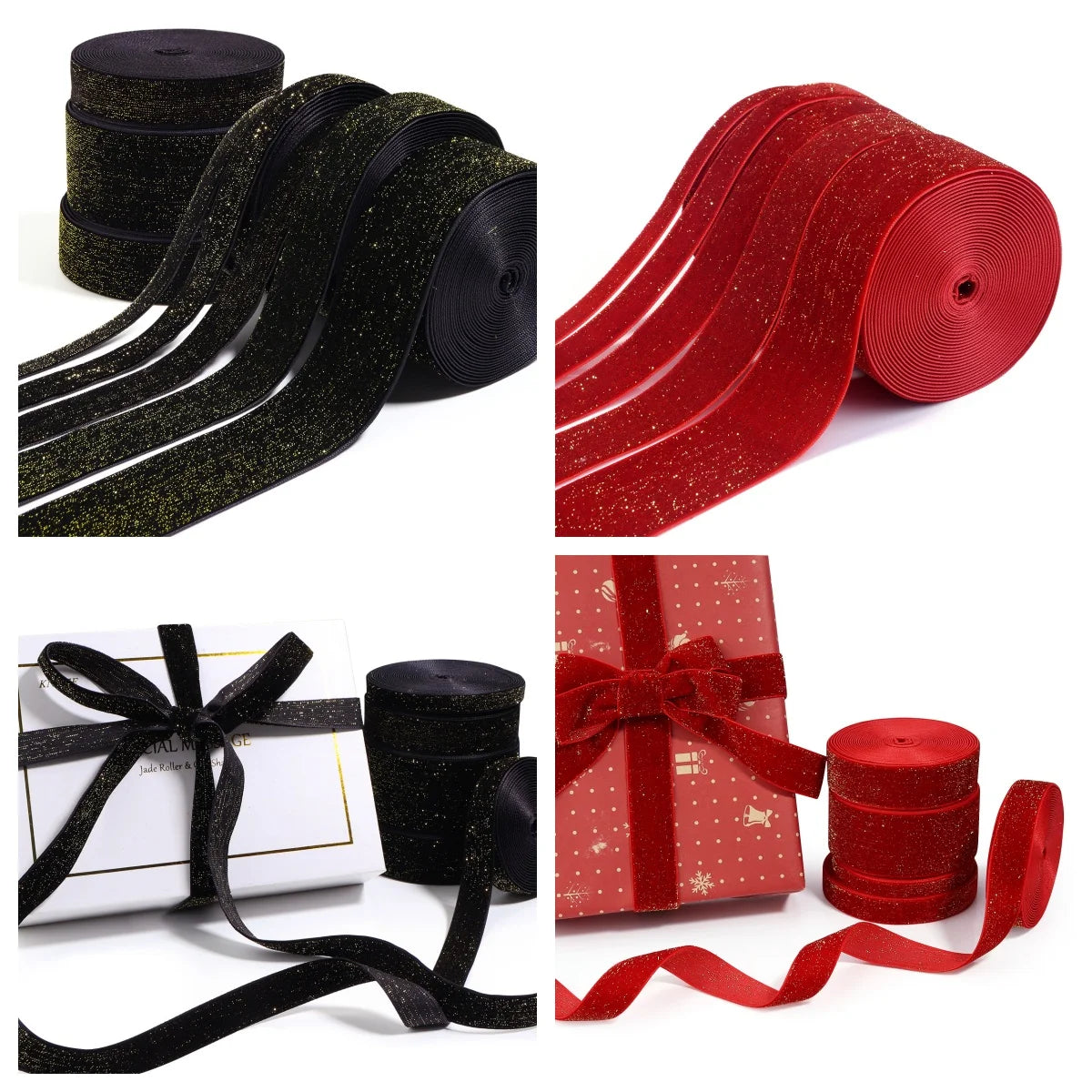 5-Yard Glitter Gold Velvet Ribbon – Gift Wrapping & DIY Decor Craft Ribbon PLUSH