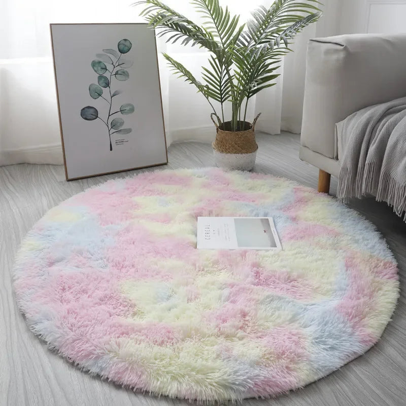 Super Soft Round Plush Rug – Thick Pile Fluffy Home Décor Plush Area Rug PLUSH pink 60x60cm