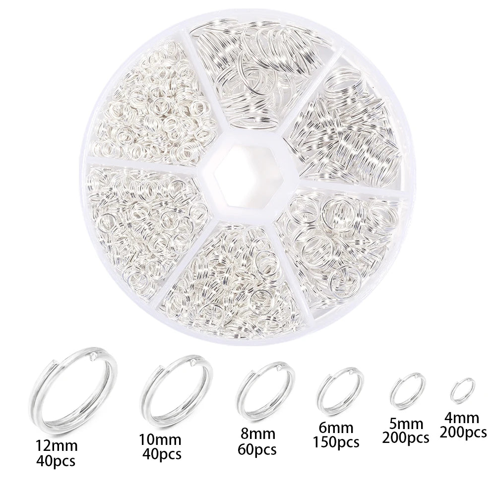 Metal Jump Rings Double Loop Split Ring Connectors – 6 Sizes Jewelry Findings PLUSH silver