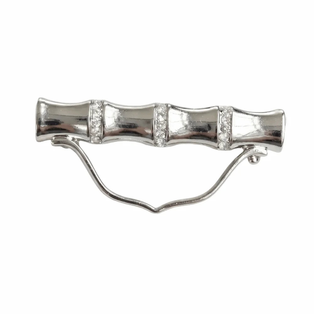 Rhinestone Bamboo Glasses Holder Brooch – Anti-Lost Clip Pin Glasses Holder Brooch PLUSH Silver