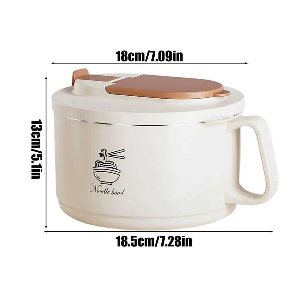 Double-Layer Stainless Steel Lunch Bowl 1650ml with Lid Stainless Steel Lunch Bowl PLUSH Beige