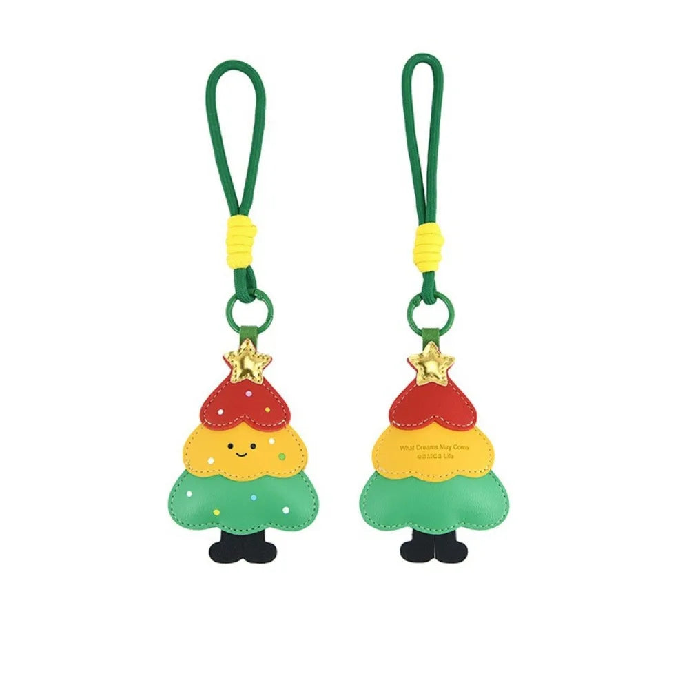 Cute Christmas PU Leather Keychain – Reindeer & Star Bag Charm Christmas Bag Charm PLUSH Style 1