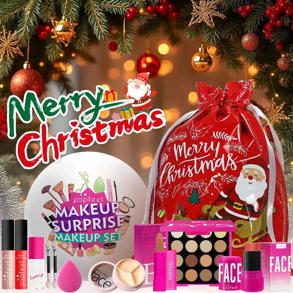 POPFEEL 9-Piece Christmas Makeup Ball Gift Set – Holiday Cosmetics Makeup Gift Set PLUSH BALL002A-3