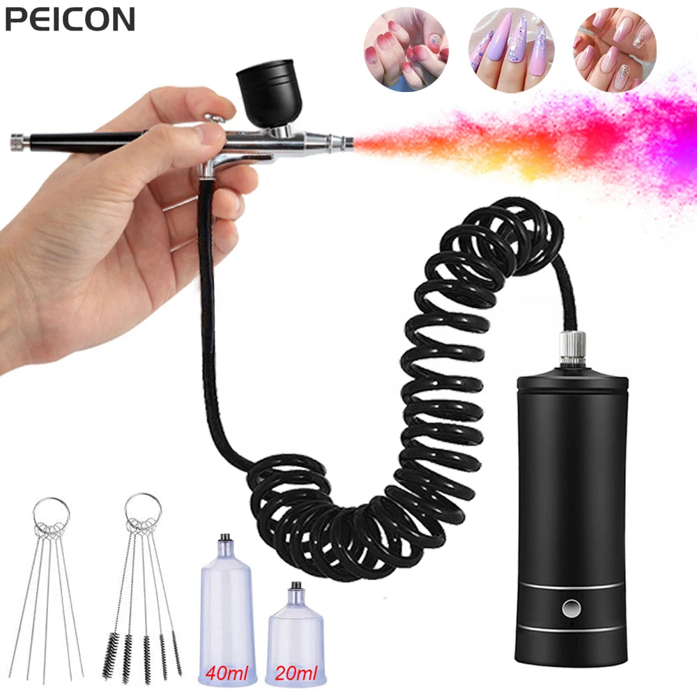 Portable Airbrush Kit with Compressor – Nail Art & Crafts Nail Art Airbrush Kit PLUSH