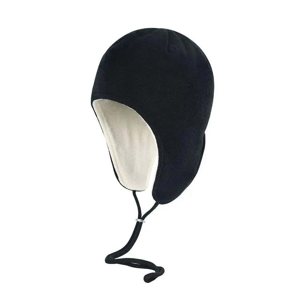 Windproof Fleece Ear Flap Hat – Adjustable Unisex Winter Cap Fleece Ear Flap Hat PLUSH Black