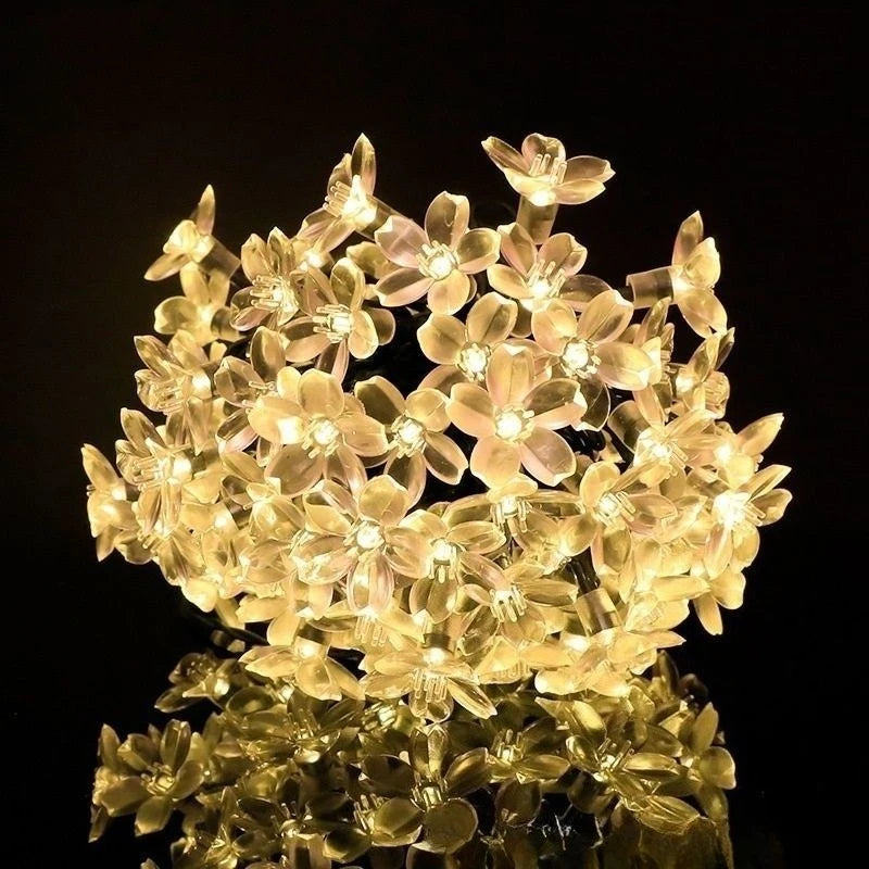 Solar Cherry Blossom LED String Lights – Garden & Party Decor Solar String Lights PLUSH Warm White 1.5m 10light 10PCS No plug