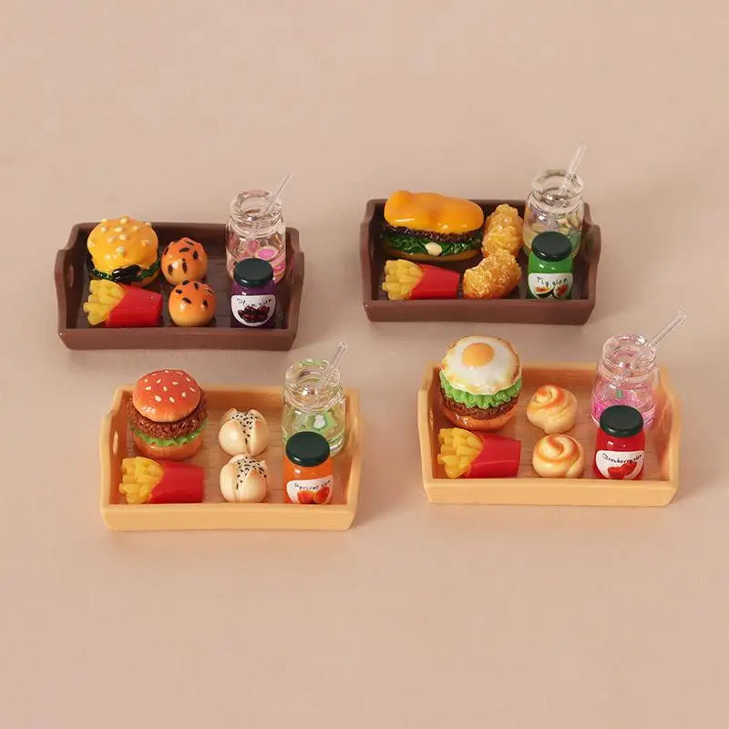 Miniature Fast Food Set 1:12 Scale Dollhouse Resin Props Dollhouse Accessory Set PLUSH