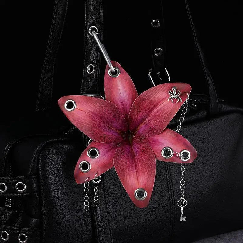 Lily Simulation Flower Keychain Pendant & Backpack Charm Flower Keychain Charm PLUSH style 3