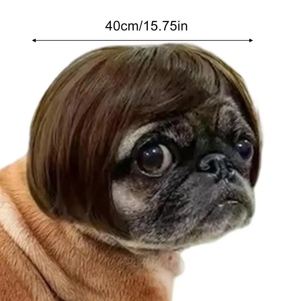Funny Pet Wig for Dogs & Cats – DIY Halloween Costume Wig Pet Costume Wig PLUSH Brown