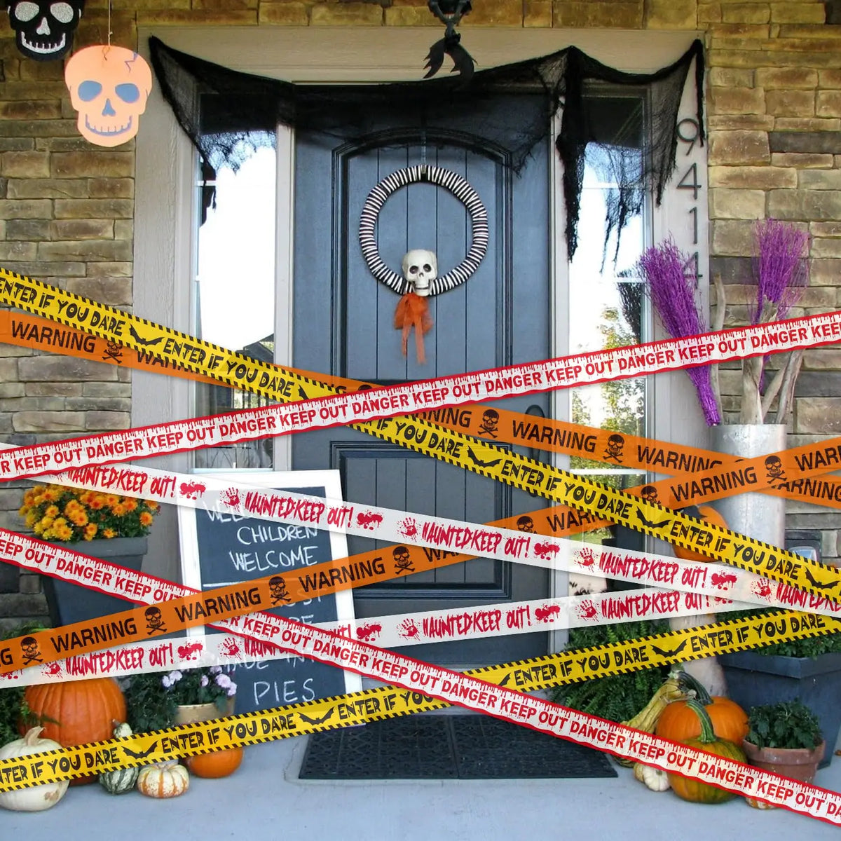 10M Halloween Zombie Caution Warning Tape – Barrier Decoration Halloween Decoration Tape PLUSH