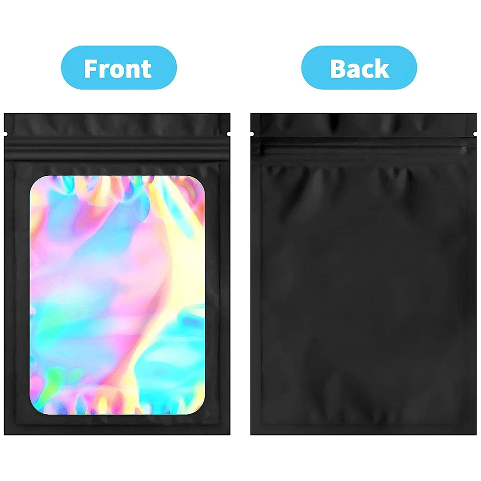 50/100pcs Holographic Mylar Zip Lock Bags – Jewelry & Gift Pouches Mylar Storage Bags PLUSH