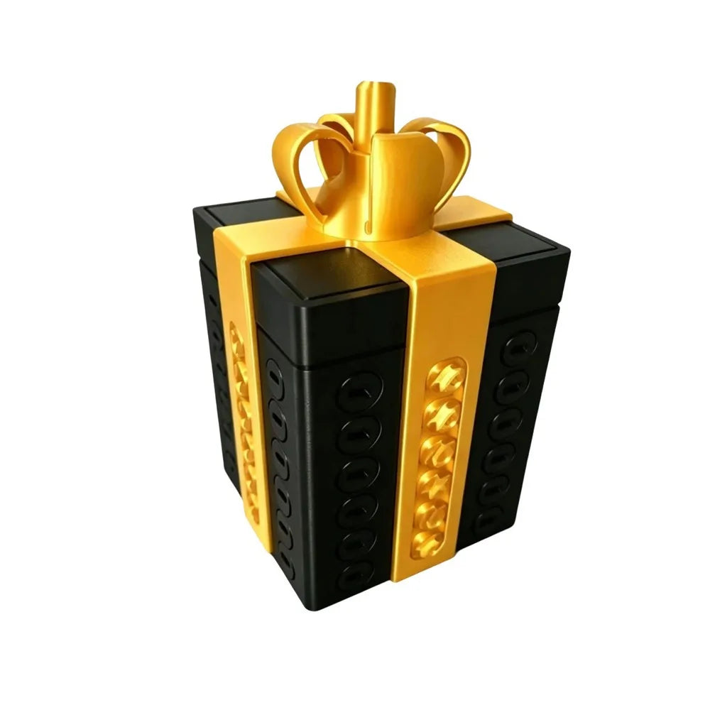Funny Prank Screw Box – Detachable Twist Gift Container Prank Gift Box PLUSH Gold Black