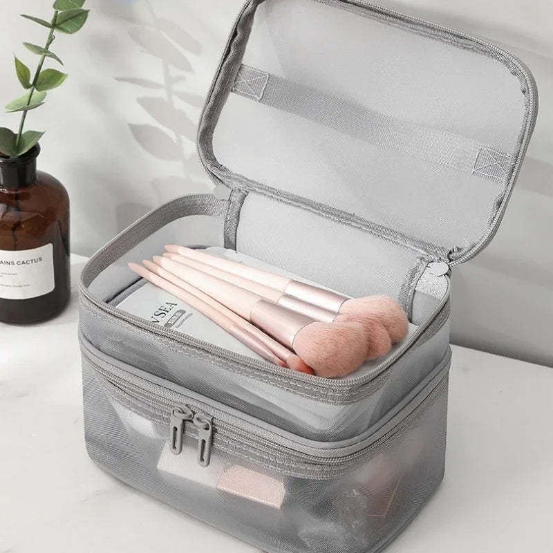 Travel Mesh Makeup Organizer Bag | Cosmetics Storage Box Makeup Organizer Bag PLUSH