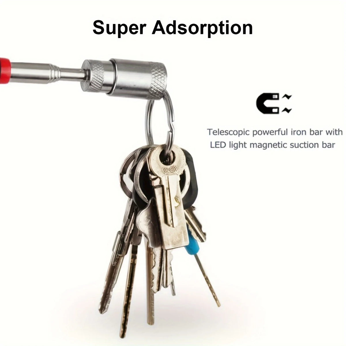Telescopic Magnetic Pick-Up Tool with LED Light | Extendable Rod Magnetic Pick-Up Tool PLUSH