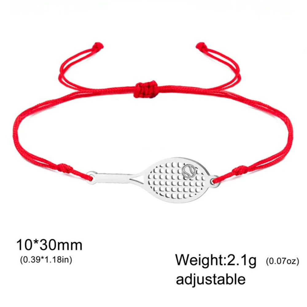 Tennis Racket Bracelet – Stainless Steel Sport Bangle Sport Chain Bracelet PLUSH Style 7