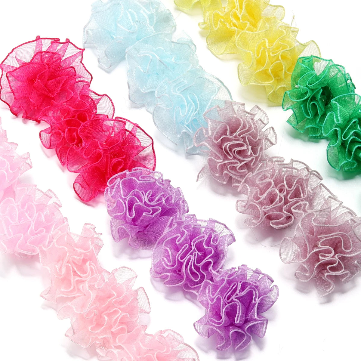 30pcs 3.5cm Organza Carnation Flowers for DIY Hair & Crafts Fabric Flower Embellishments PLUSH