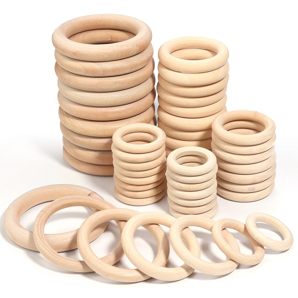 Natural Round Wooden Rings & Hoops for DIY Jewelry Making Wood Jewelry Hoops PLUSH