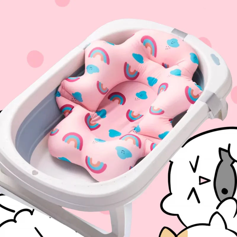 Foldable Baby Bath Seat Support Mat – Anti-Slip Tub Cushion Baby Bath Mat PLUSH