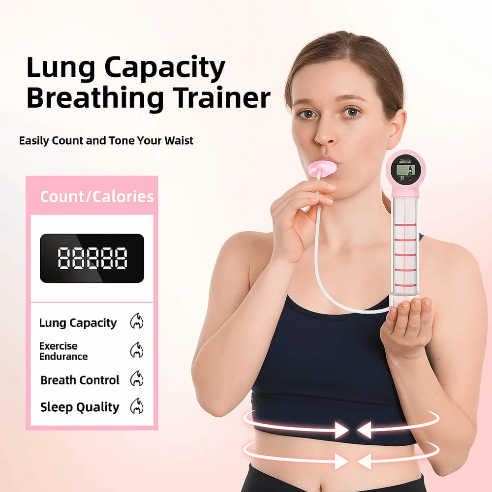 Breathing Exercise Trainer – Digital Counter & Adjustable Resistance Breathing Exercise Trainer PLUSH