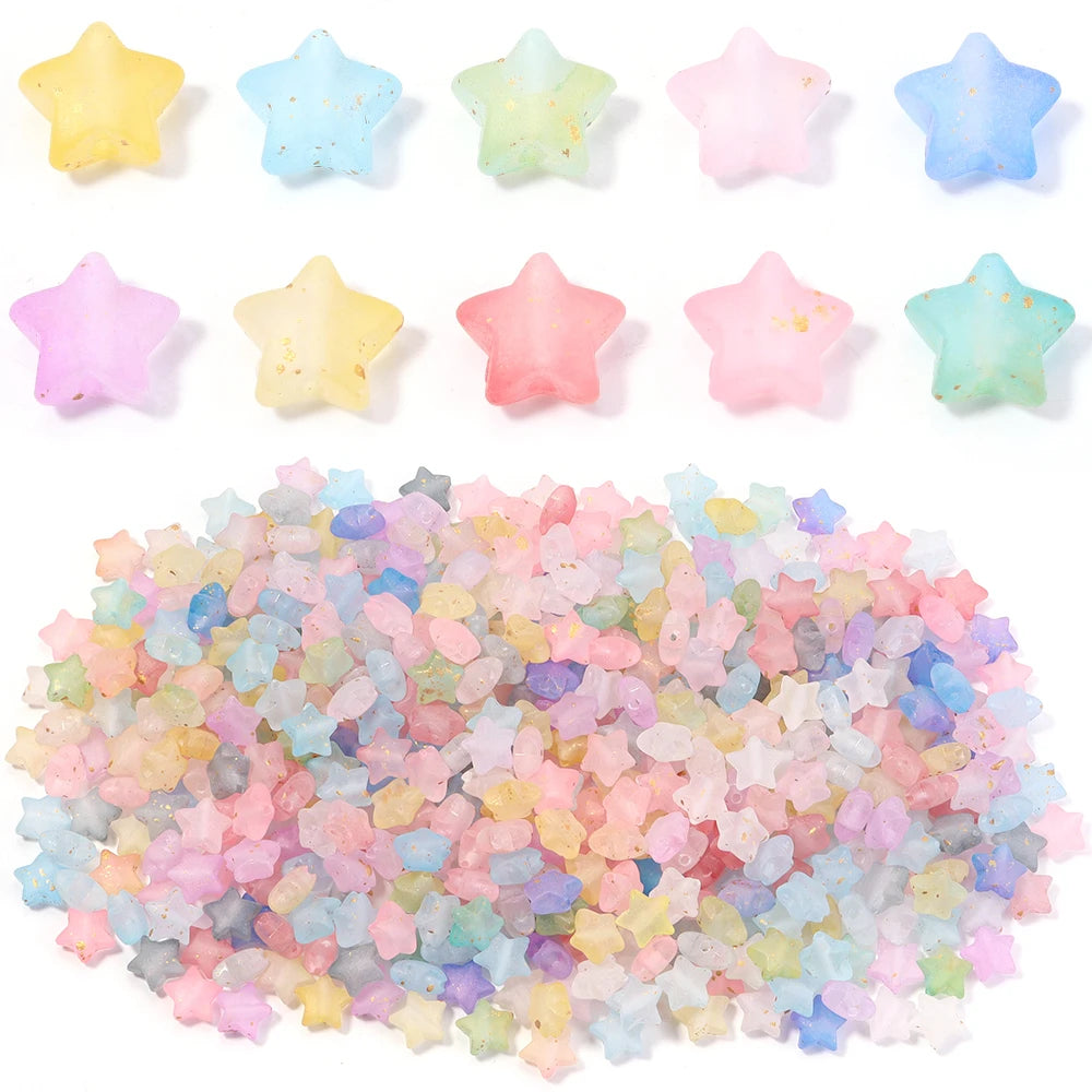 200pcs Acrylic Star Spacer Beads 9x10mm – DIY Jewelry Making Acrylic Spacer Beads PLUSH
