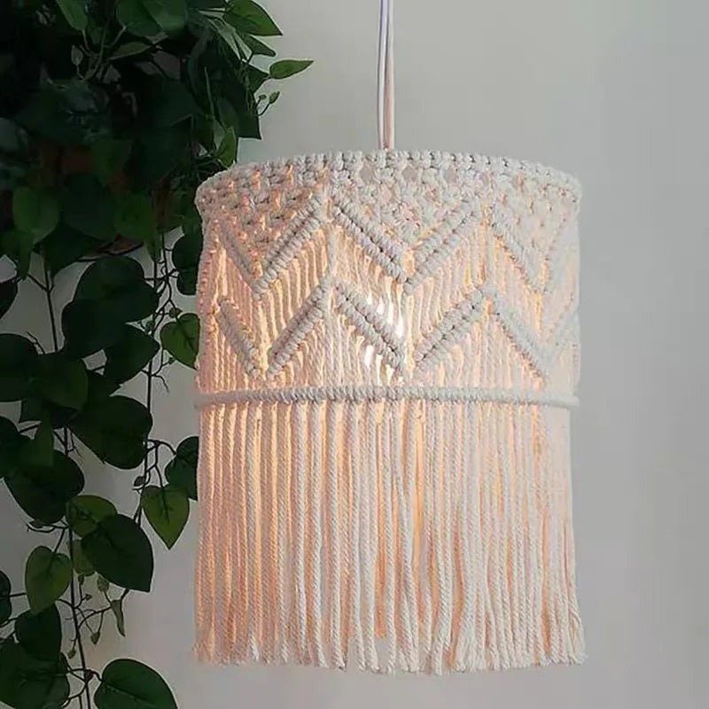 Boho Handwoven Cotton Pendant Lampshade | Nordic Home Decor Pendant Lampshade PLUSH