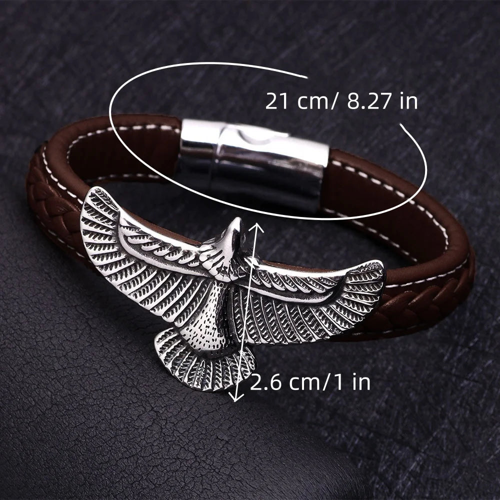 Men's Eagle Leather Charm Bracelet with Magnetic Clasp Charm Bracelet PLUSH