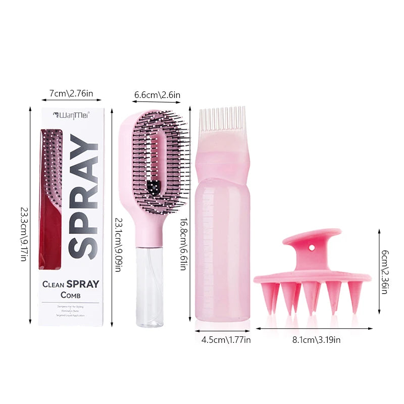 3-Piece Hair Care Set – Detangler Brush, Applicator & Scalp Massager Hair Care Tool Set PLUSH