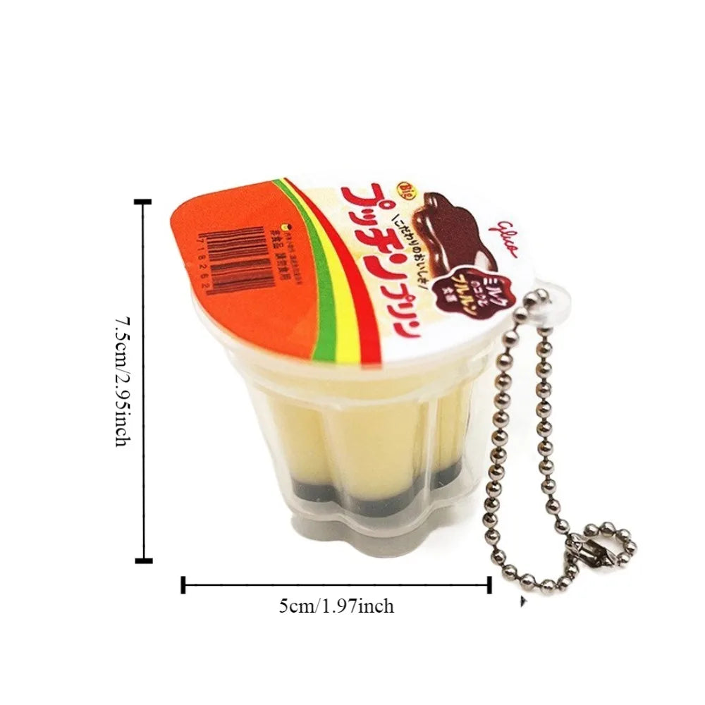 Squeeze Pudding Keychain – Squishy Slow Rebound Food Keyring Novelty Keychain PLUSH
