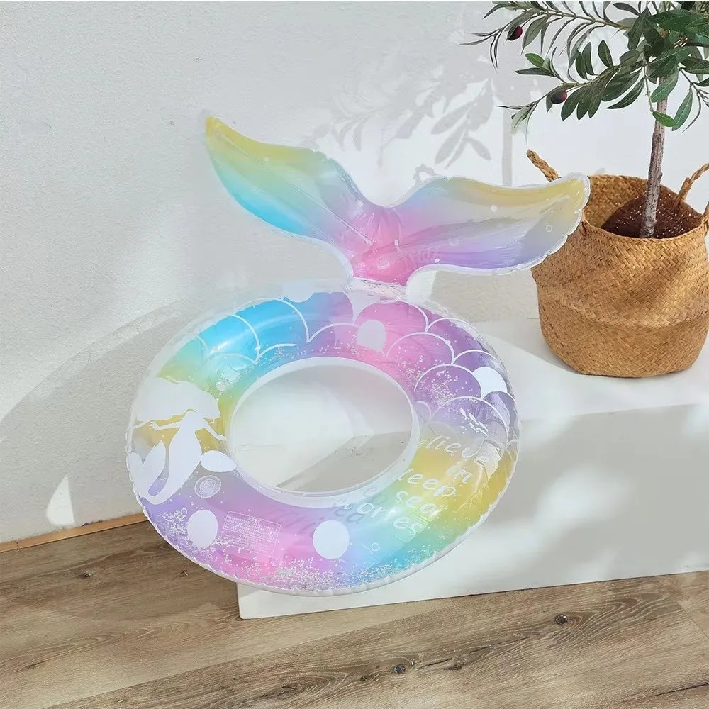 Glitter Mermaid Inflatable Swim Ring with Handle | Pool Float Inflatable Pool Float PLUSH