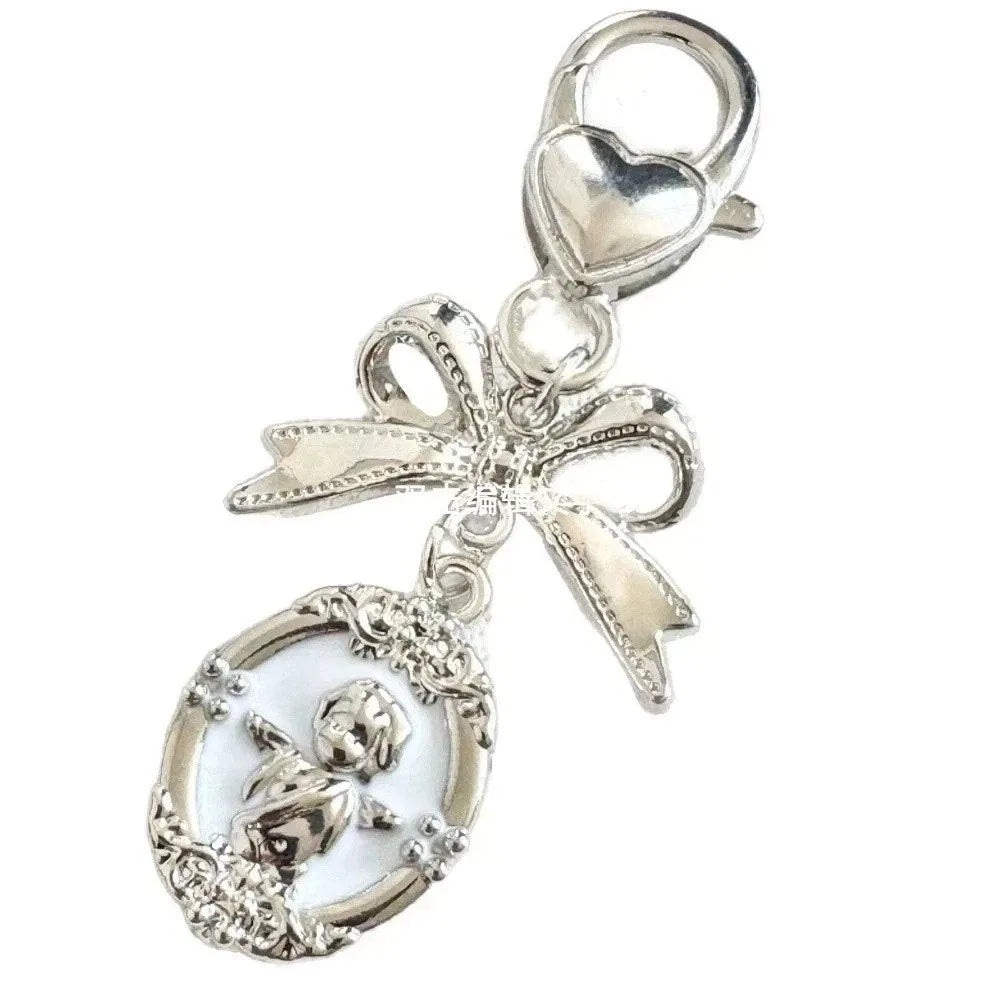 Y2K Punk Alloy Bowknot Keyring – Harajuku Bag Charm Pendant Fashion Keyring Charm PLUSH White