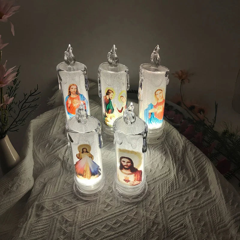 Flameless LED Devotional Prayer Candle – Religious Décor LED Prayer Candle PLUSH