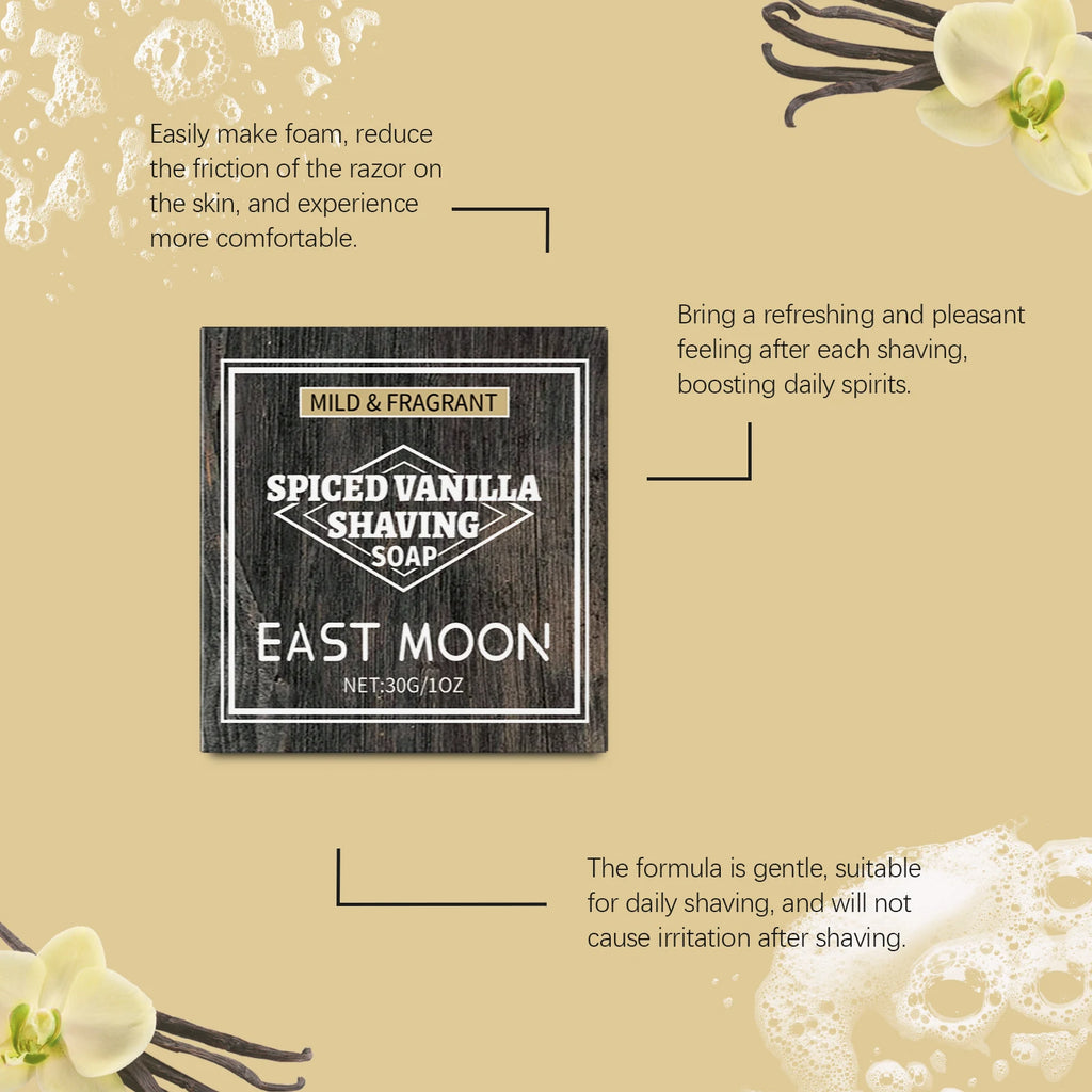 Vanilla Shaving Soap – Rich Foam, Smooth Glide | East Moon Shaving Soap Bar PLUSH