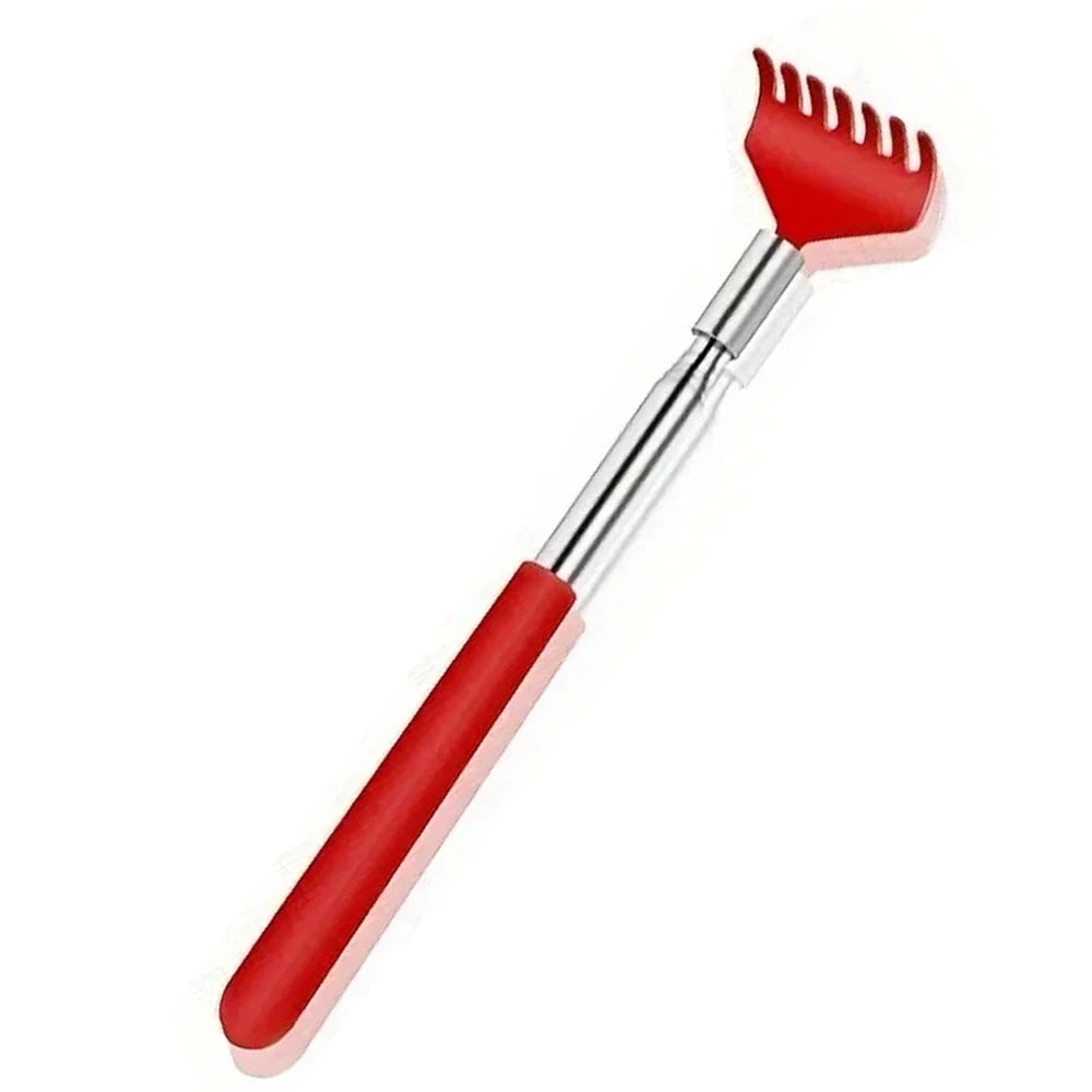 Telescoping Back Scratcher – Stainless Steel Extendable Tool Back Scratcher Tool PLUSH RED