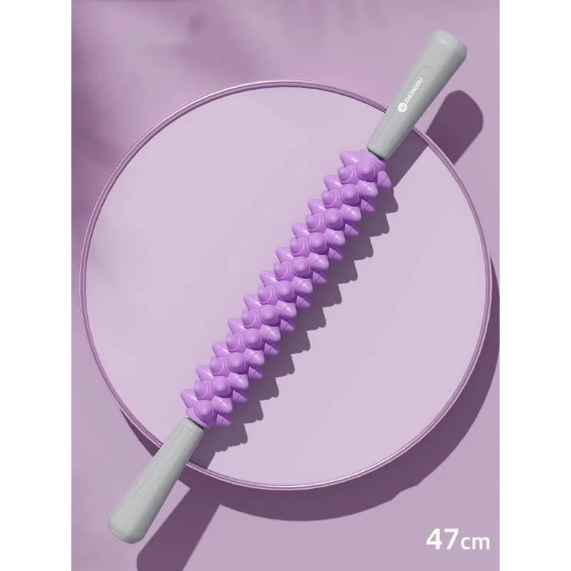 Spike Massage Roller Stick 47cm – Yoga Gym Fitness Tool Massage Roller Stick PLUSH Purple