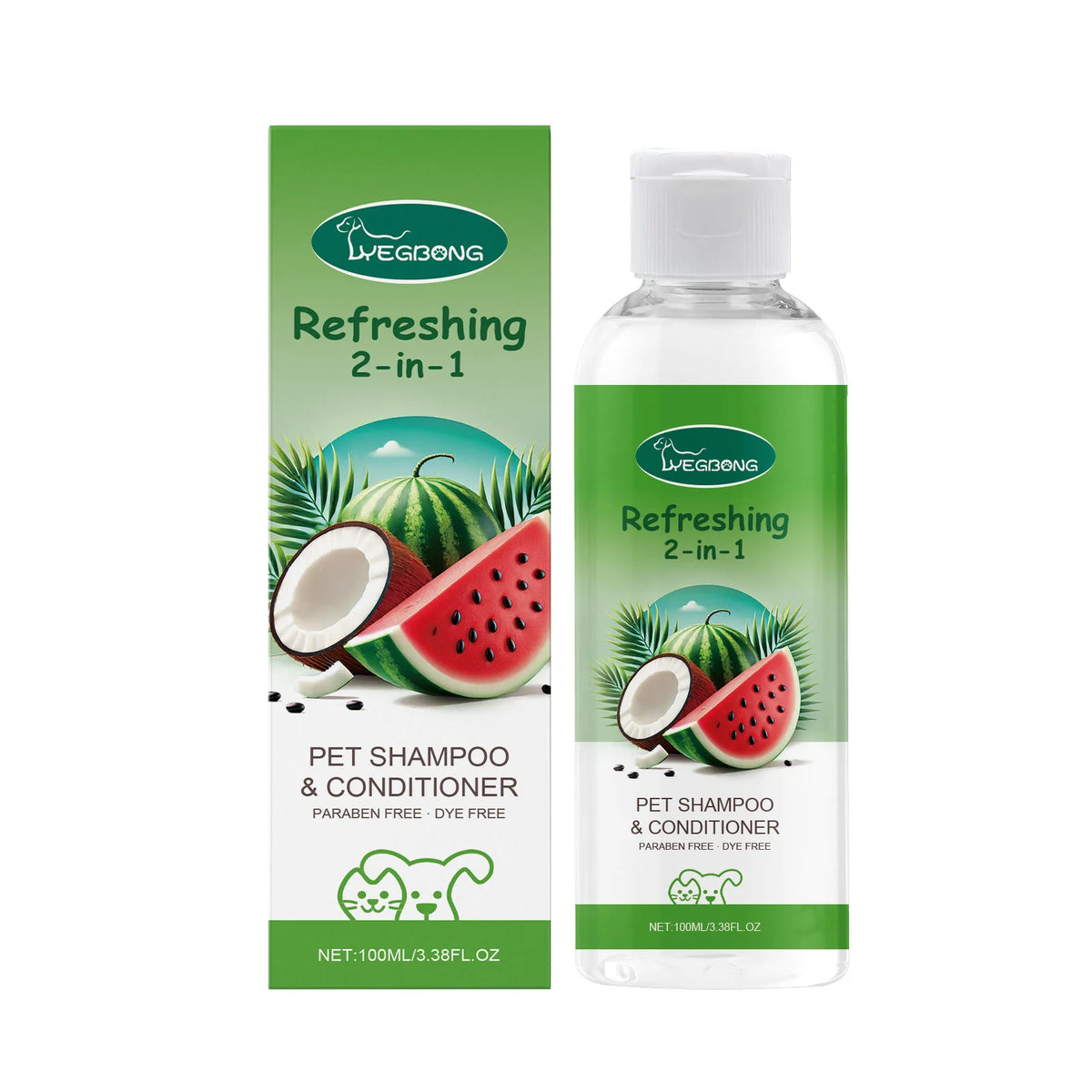 Watermelon 2-in-1 Pet Shampoo & Conditioner for Dogs & Cats Pet Shampoo Conditioner PLUSH 100ML