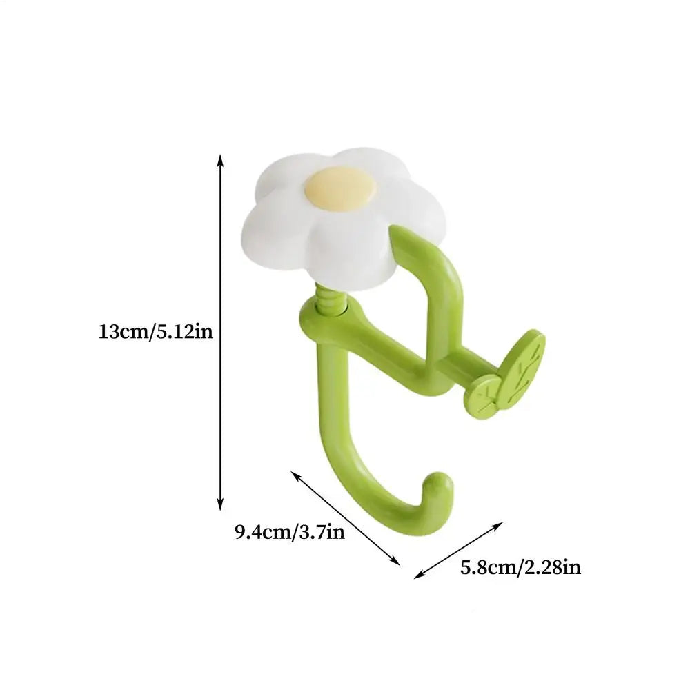 Flower Table Bag Hook – Portable No-Drill Purse Desk Hanger Desk Bag Hook PLUSH White
