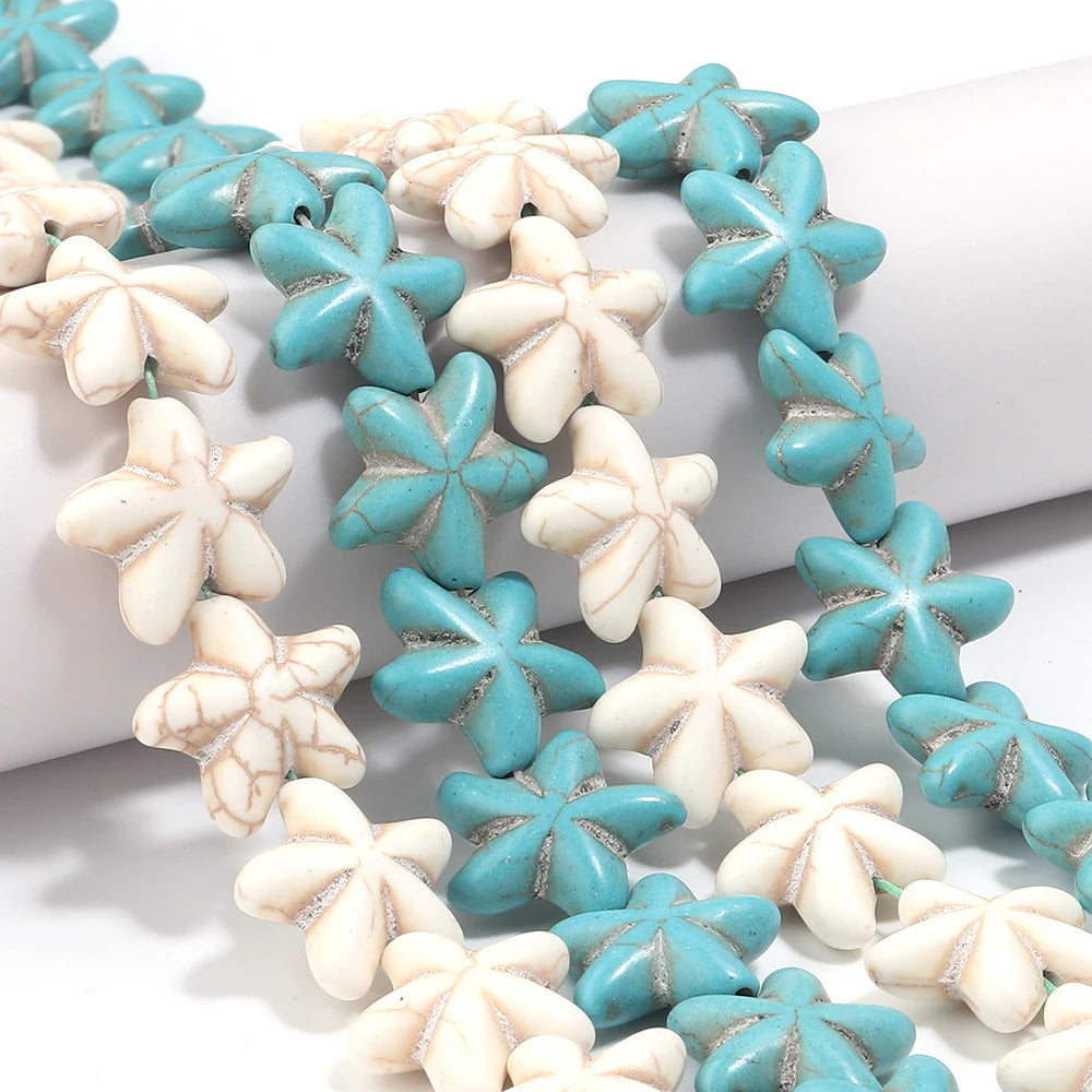 Starfish Turquoise Stone Beads 1 Strand – DIY Jewelry Making Stone Spacer Beads PLUSH