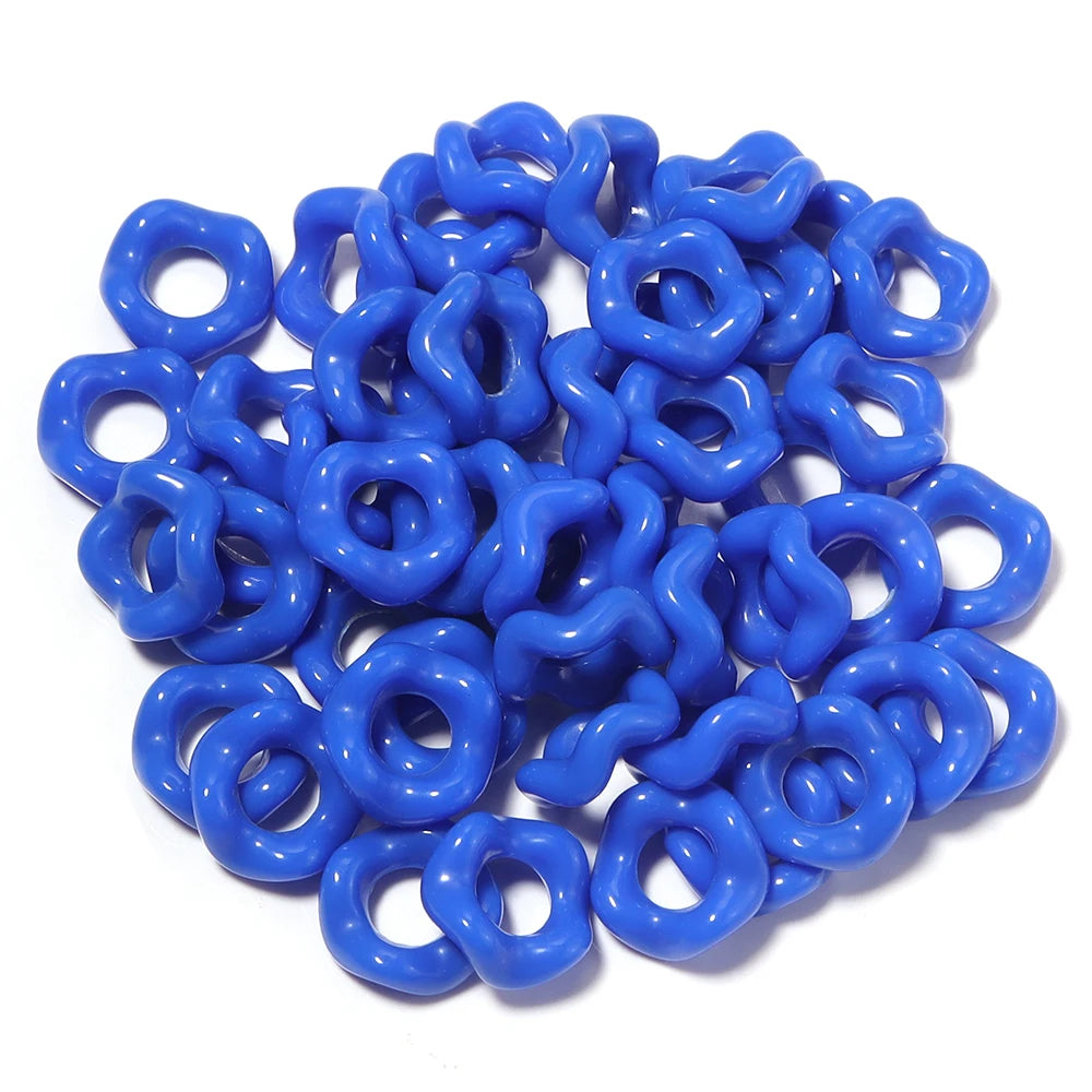 100pcs Colorful Doughnut Acrylic Wavy Spacer Beads | DIY Jewelry Acrylic Spacer Beads PLUSH royal blue