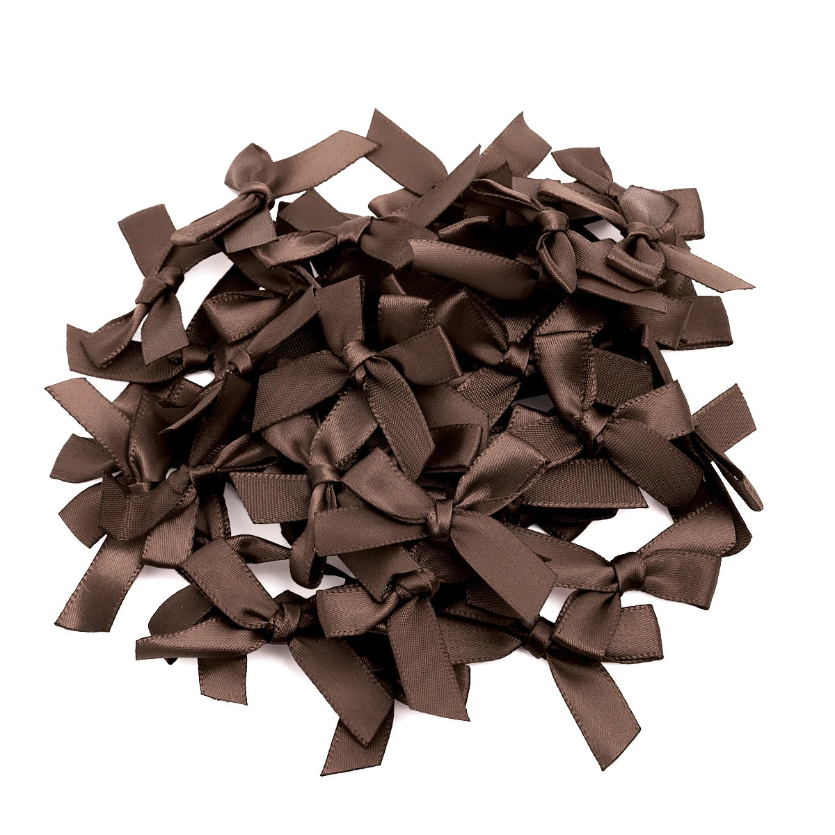 50pcs Satin Ribbon Bows 3.5x4cm – Colorful DIY Craft Decor Ribbon Bows PLUSH Dark Brown 3.5x4cm